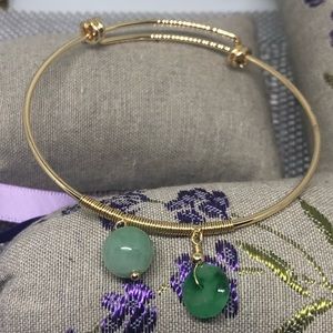 Apple green jade beads on 14k gold filled bangle